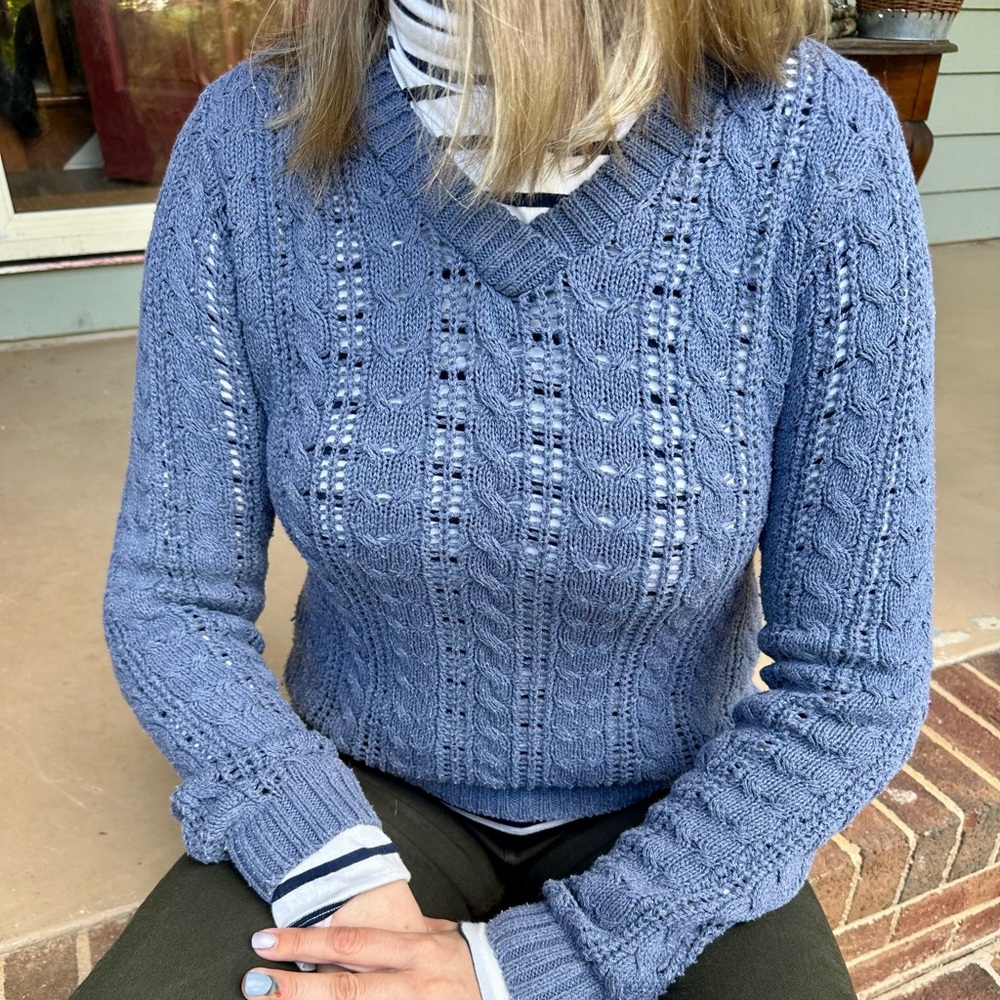Almost Vintage Sweet Esprit Blue Gray V-Neck Sweater